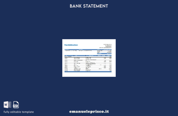 modello excel di estratto conto bancario norvegese Handelsbanken in stile verifi